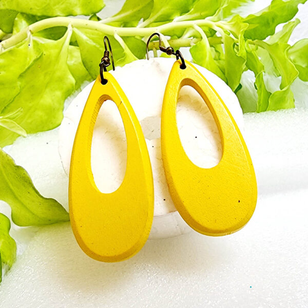 Carved Pattern Wooden Earrings - Image 6