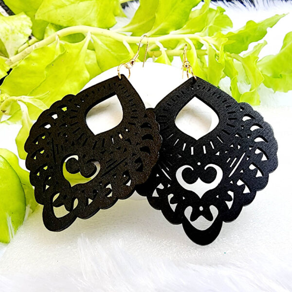 Carved Pattern Wooden Earrings - Image 7