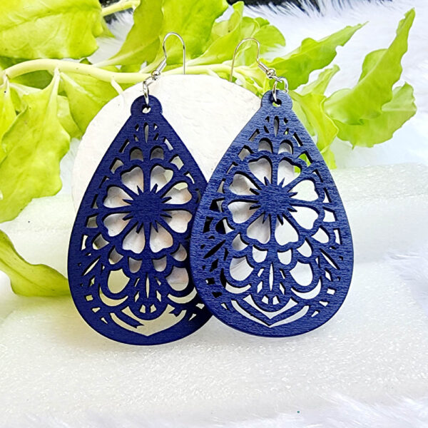 Carved Pattern Wooden Earrings - Image 11