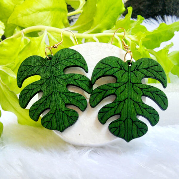 Carved Pattern Wooden Earrings - Image 12